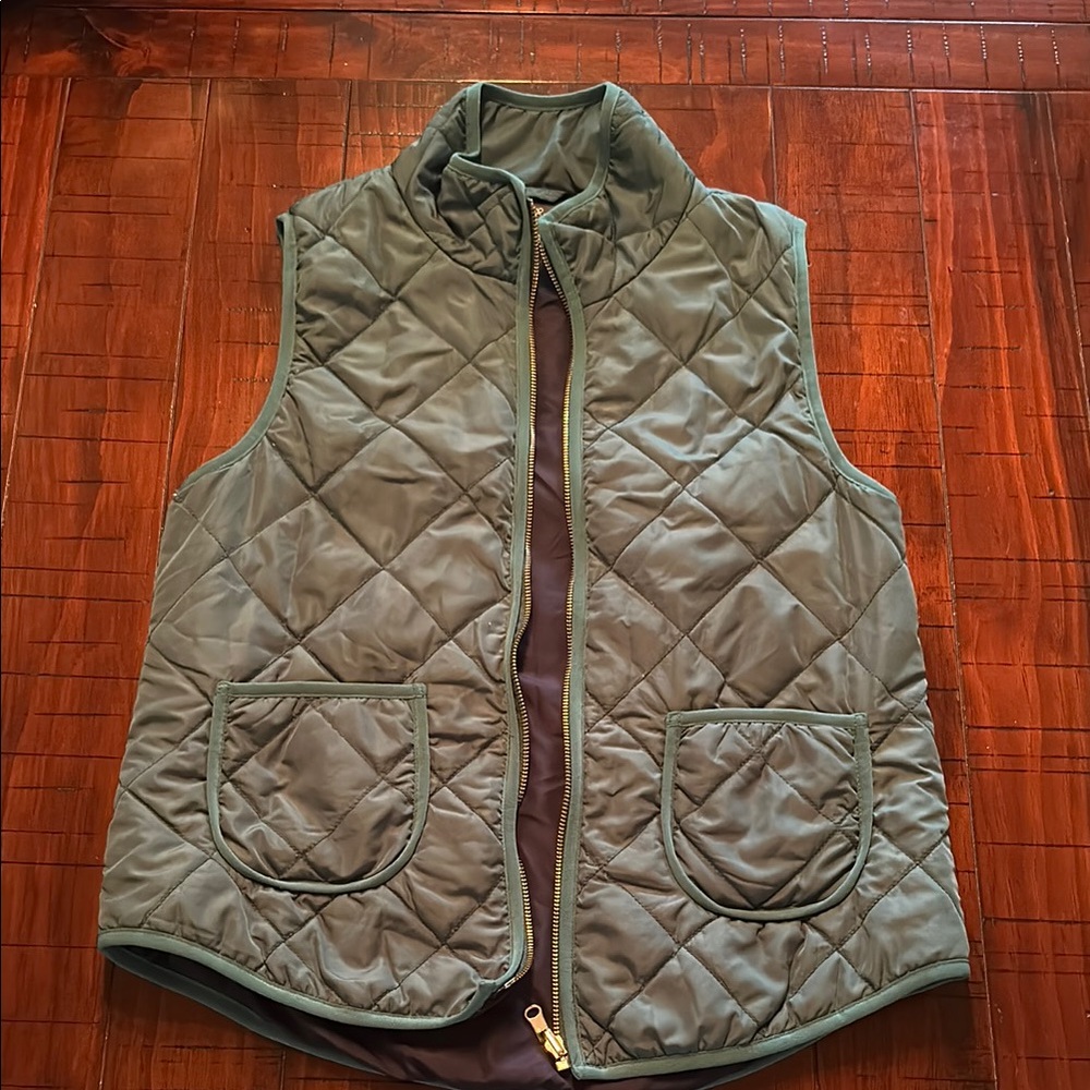 Green Quilted Vest with Pockets